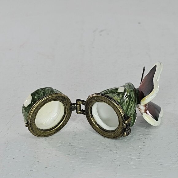 Butterfly Keepsake Hinged Trinket Box Brown Green White - Picture 6 of 8